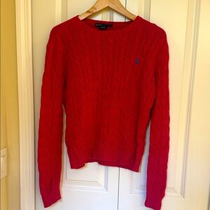 Ralph Lauren Red Cable Knit Sweater
